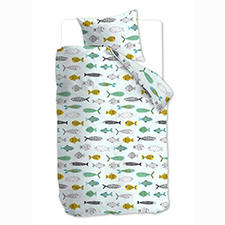 Beddinghouse KIDS Fishy Mint Green Katoen Dekbedovertrek Beddinghouse KIDS Fishy Mint Green Katoen Dekbedovertrek