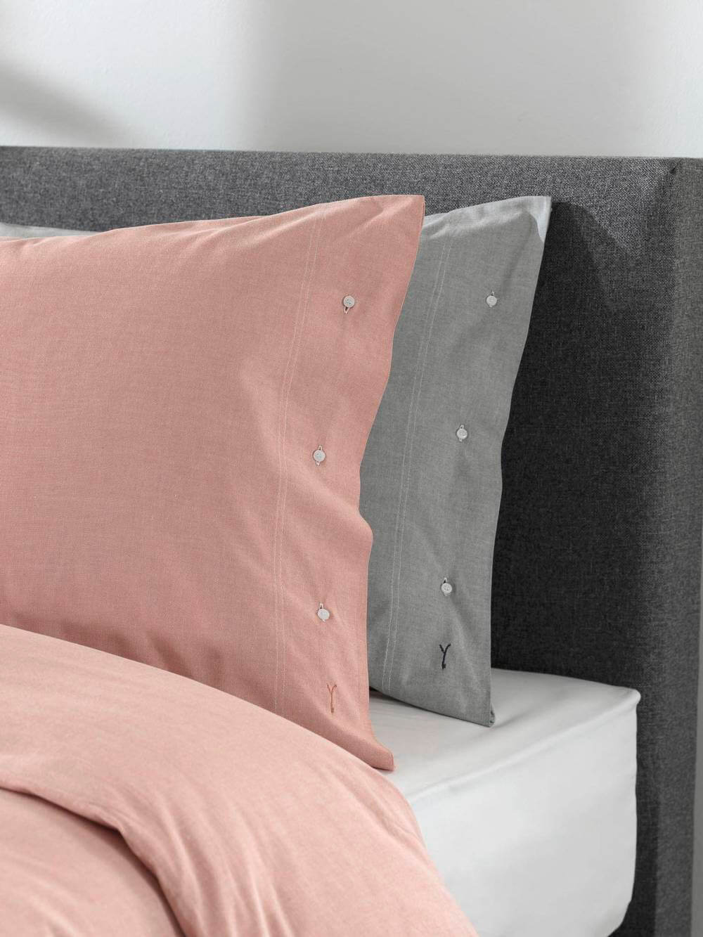 Yellow Chambray Mandarin Red | Dekbedovertrekset Rood | Katoen Percale
