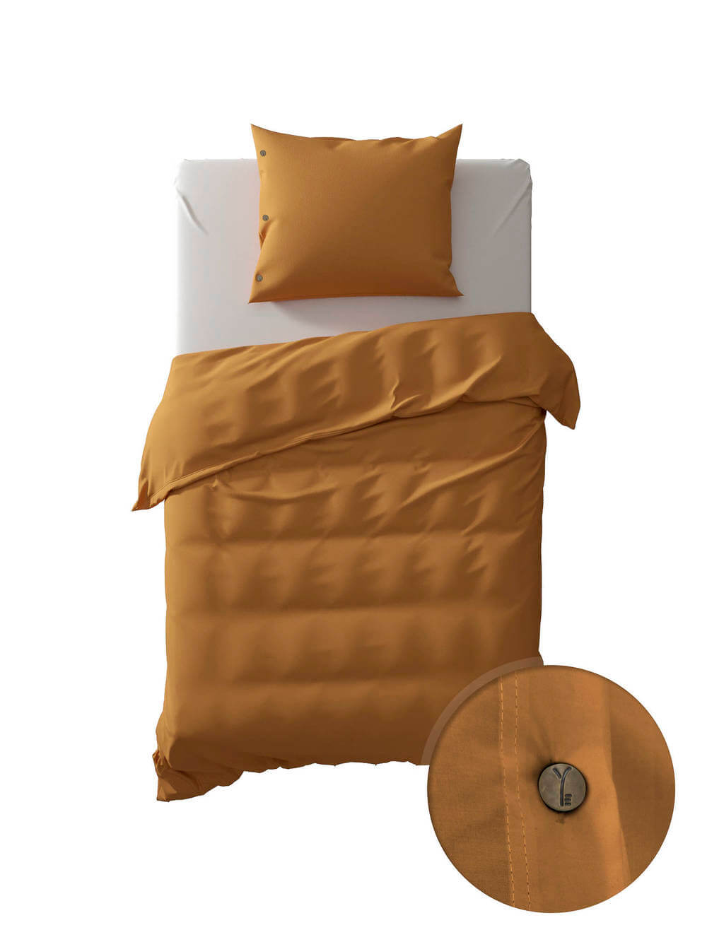 Yellow Percale Cognac | Dekbedovertrekset Bruin | Katoen Percale