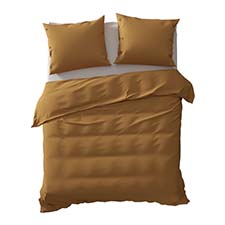 Yellow Percale Cognac | Dekbedovertrekset Bruin | Katoen Percale