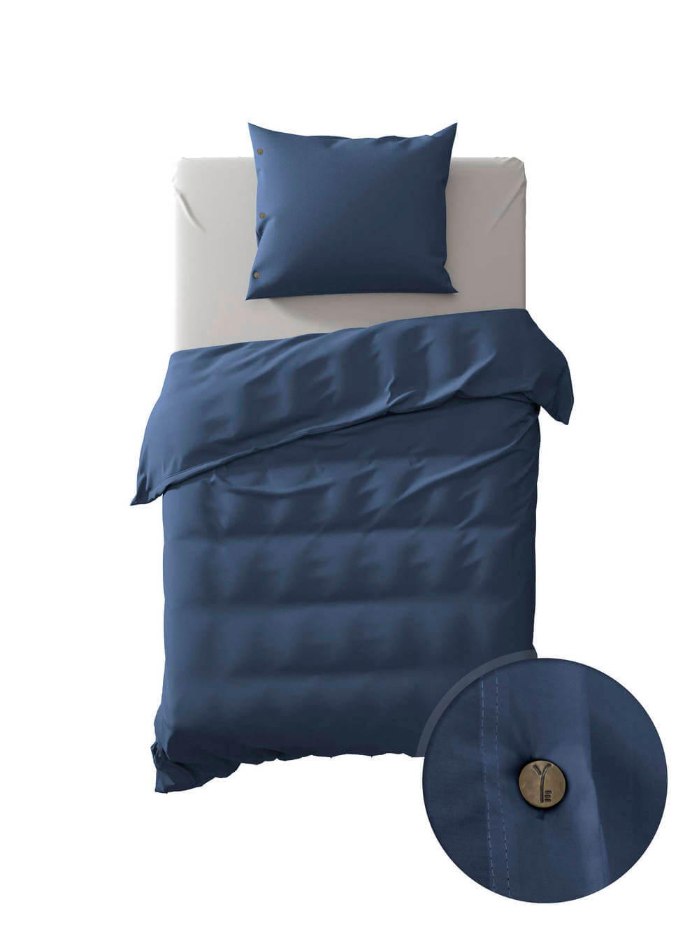 Yellow Percale Midnight Blue | Dekbedovertrekset Donkerblauw | Katoen Percale