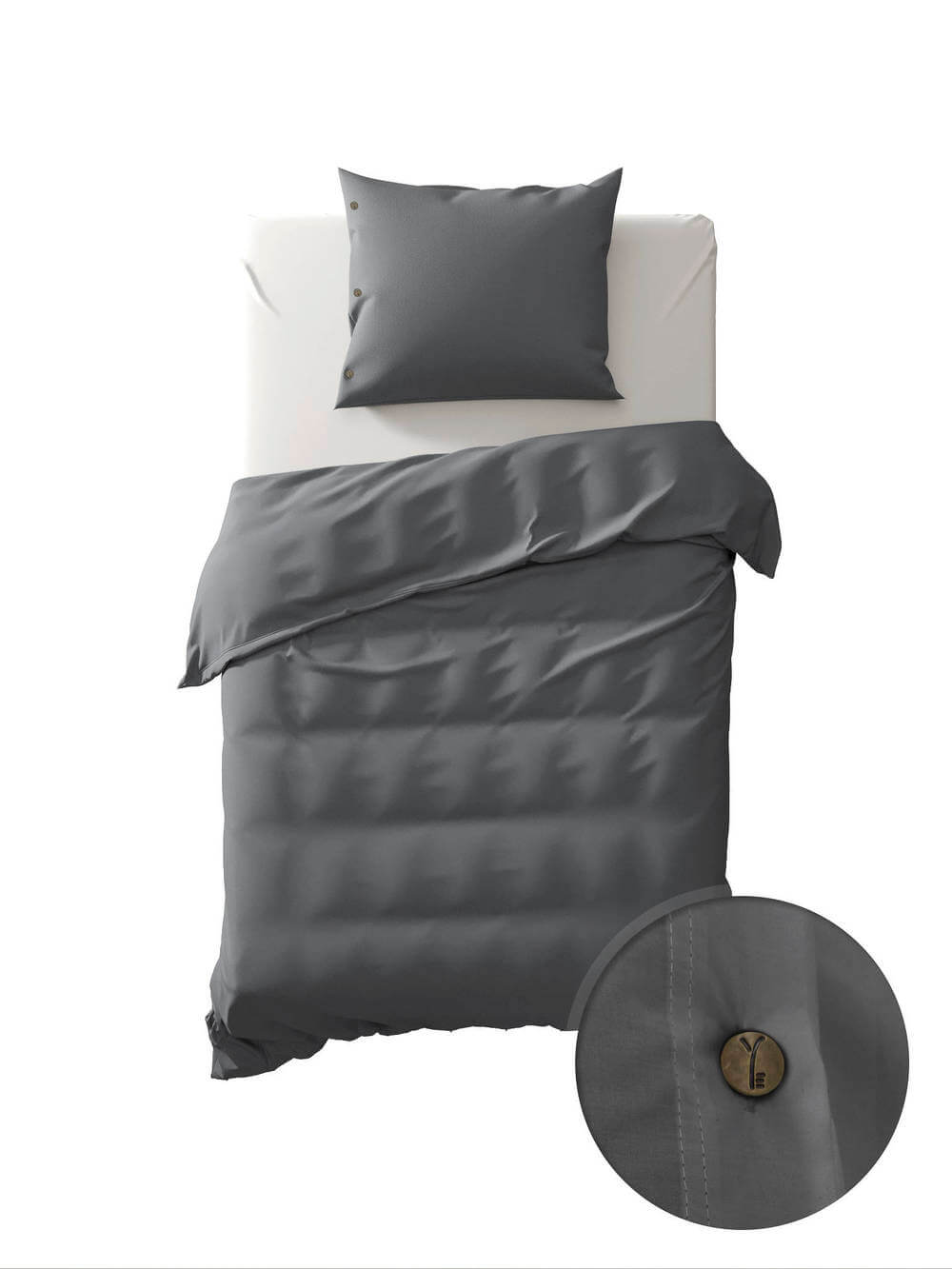 Yellow Percale Steel Grey | Dekbedovertrekset Grijs | Katoen Percale