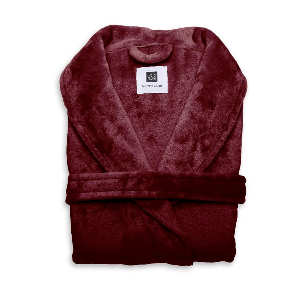 Zo! Home Badjas Lang Cara - Bordeaux Red - Unisex - Polyester