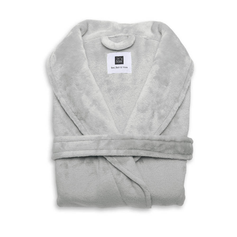 Zo! Home Badjas Lang Cara - Pearl Grey - Unisex - Polyester